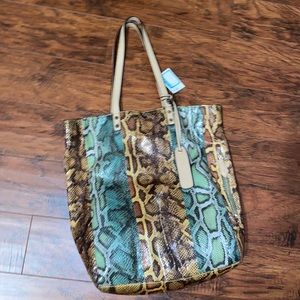 Sam Edelman*Never Worn W/ Tags * Green and Yellow Snake skin tote bag
